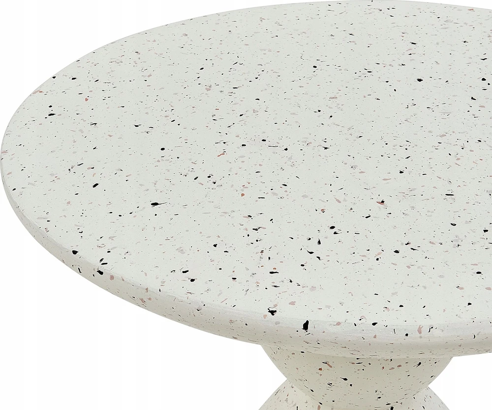Beliani Šoninis staliukas CAFFI 50 cm 50 cm teraco efektas, kreminė balta