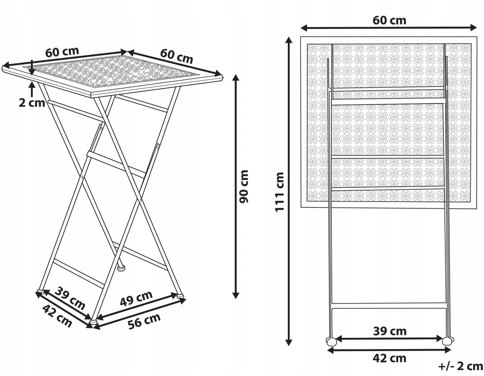 Beliani Sodo baro stalas BORMIO 60 cm 60 cm Metalinis Juodas