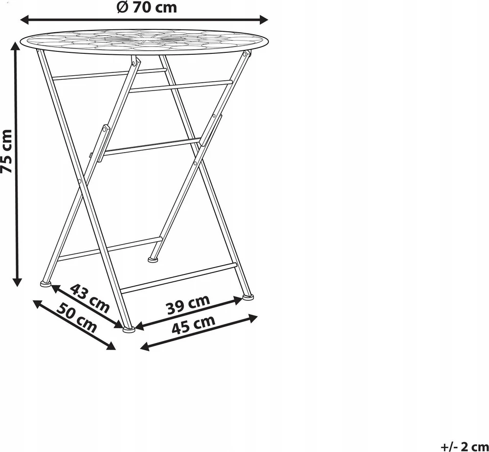 Beliani Bistro staliukas SCARIO 70 cm Metalinis Raudonas
