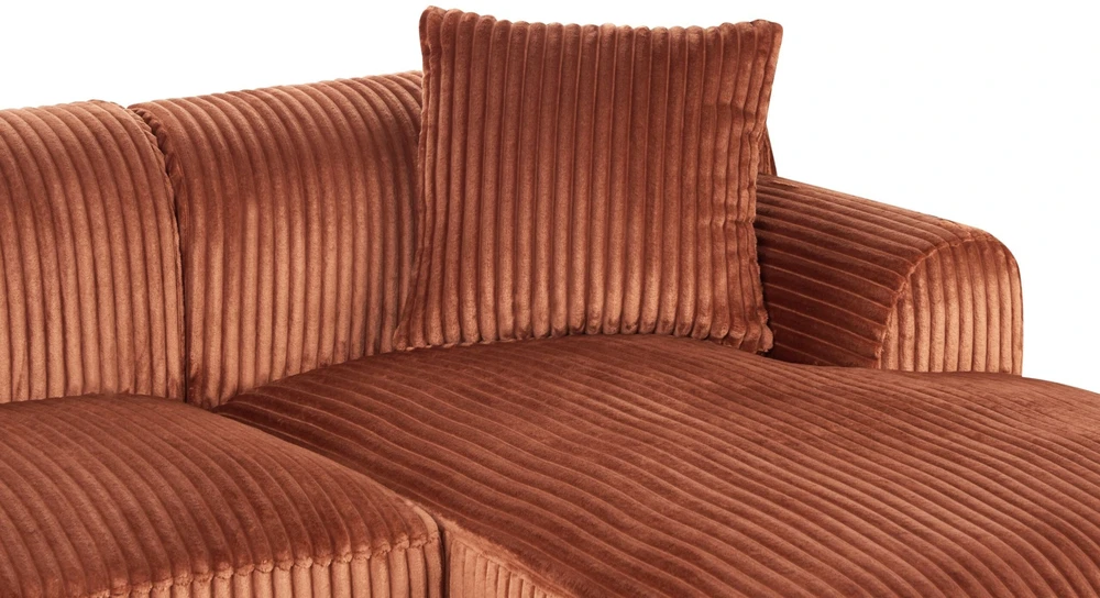 Beliani Kampinė sofa STENUM, velvetas, ruda, dešininė
