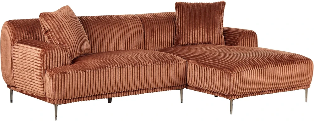 Beliani Kampinė sofa STENUM, velvetas, ruda, dešininė