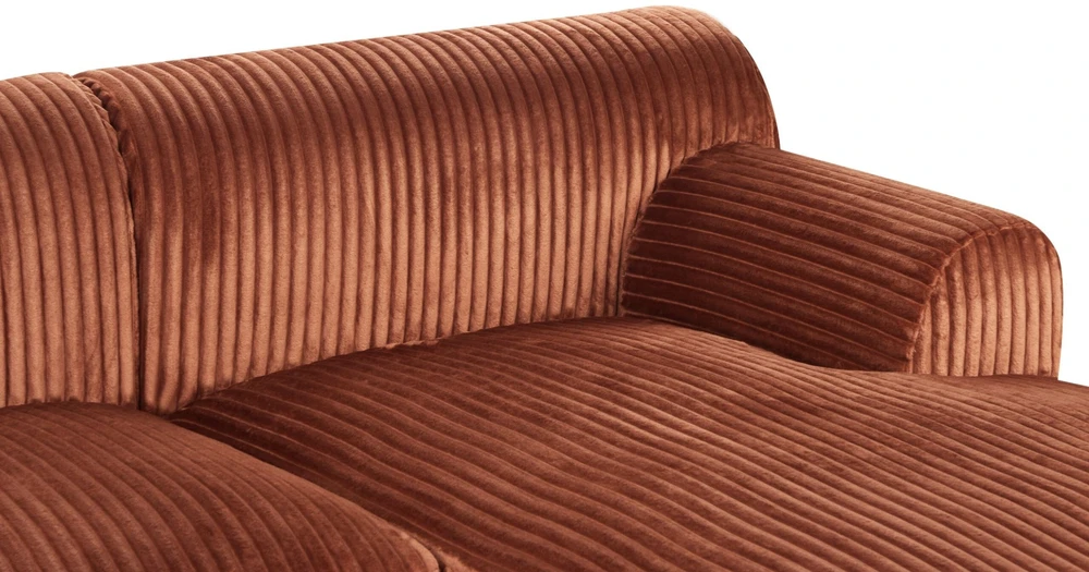 Beliani Kampinė sofa STENUM, velvetas, ruda, dešininė