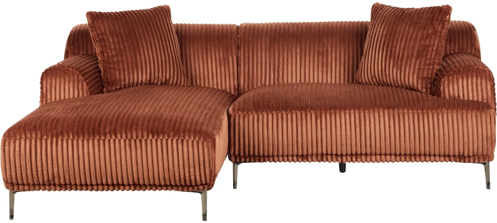 Beliani Kampinė sofa STENUM, velvetas, ruda, dešininė