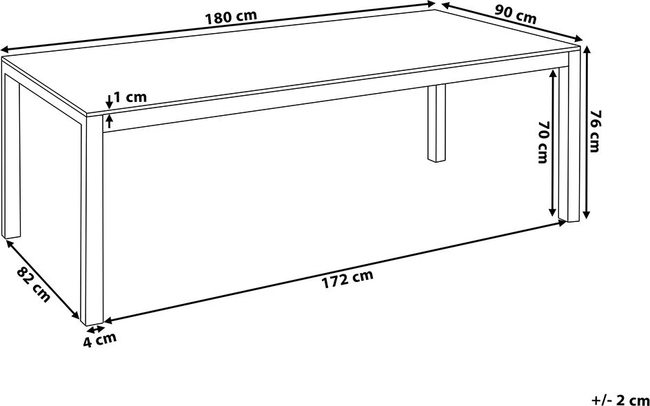 Beliani Sodo stalas GROSSETO 180 cm 90 cm Grūdintas stiklas Juodas