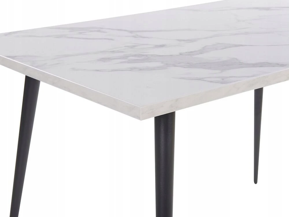Beliani Valgomojo stalas SANTIAGO baltas marmuras 160 cm 80 cm