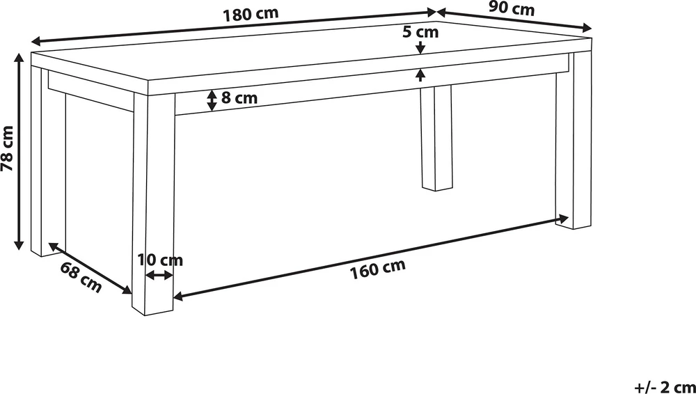 Beliani Valgomojo stalas TESA Rudas 180x90 cm Akacijos mediena