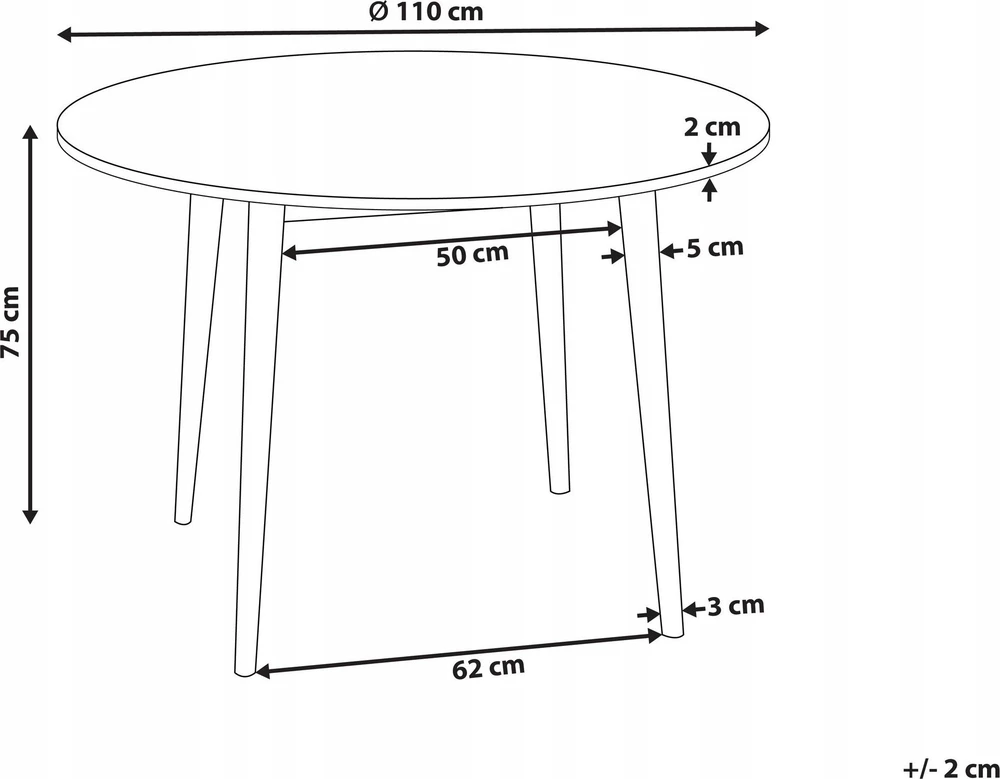 Beliani Valgomojo stalas RADAN šviesiai rudas 110 cm 110 cm