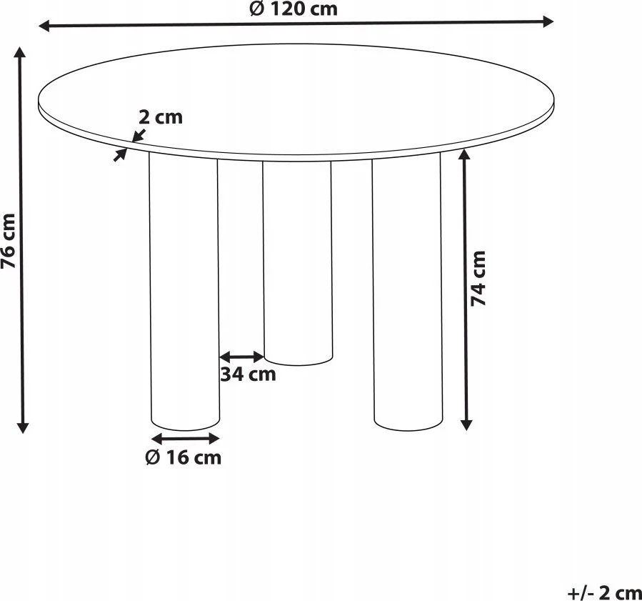 Beliani Valgomojo stalas ORIN Šviesus uosis 120 cm 120 cm