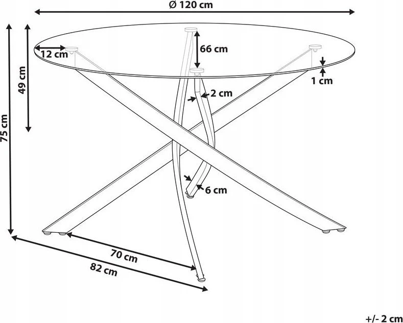 Beliani Valgomojo stalas MARAMO auksinis 120 cm, grūdintas stiklas