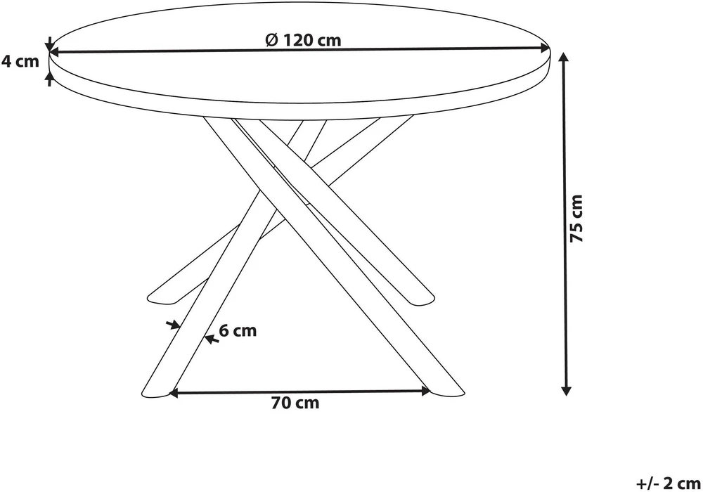Beliani Valgomojo stalas LORENZO, uosio ruda spalva, 120 cm