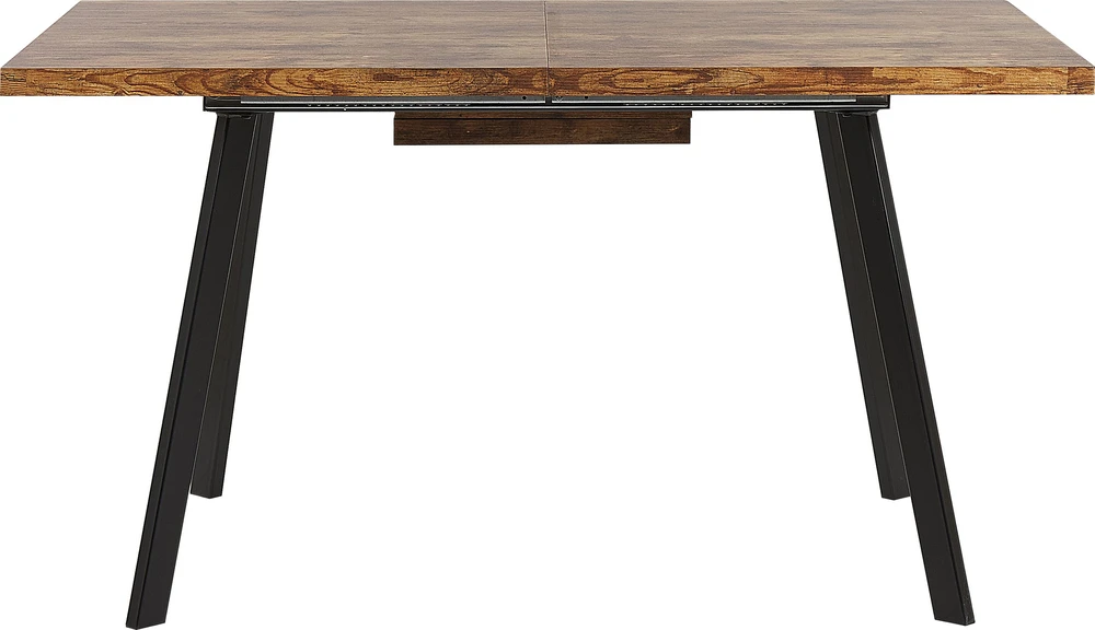 Beliani Išskleidžiamas valgomojo stalas HARLOW tamsiai rudas 140/180 cm 90 cm