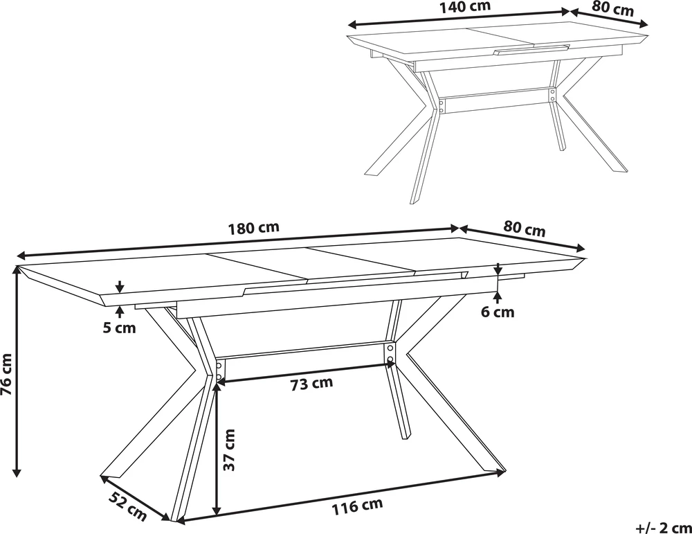 Beliani Valgomasis stalas BENSON šviesiai pilkas, išskleidžiamas 140/180 cm 80 cm