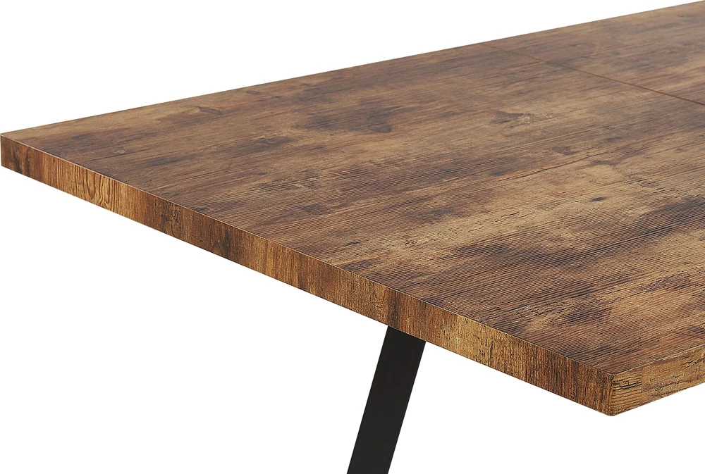 Beliani Išskleidžiamas valgomojo stalas HARLOW tamsiai rudas 140/180 cm 90 cm