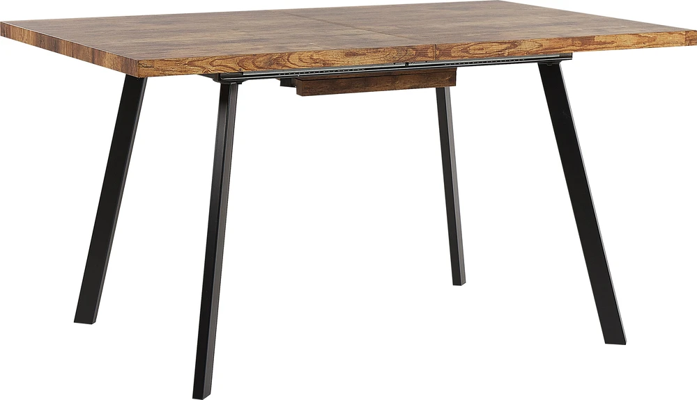 Beliani Išskleidžiamas valgomojo stalas HARLOW tamsiai rudas 140/180 cm 90 cm