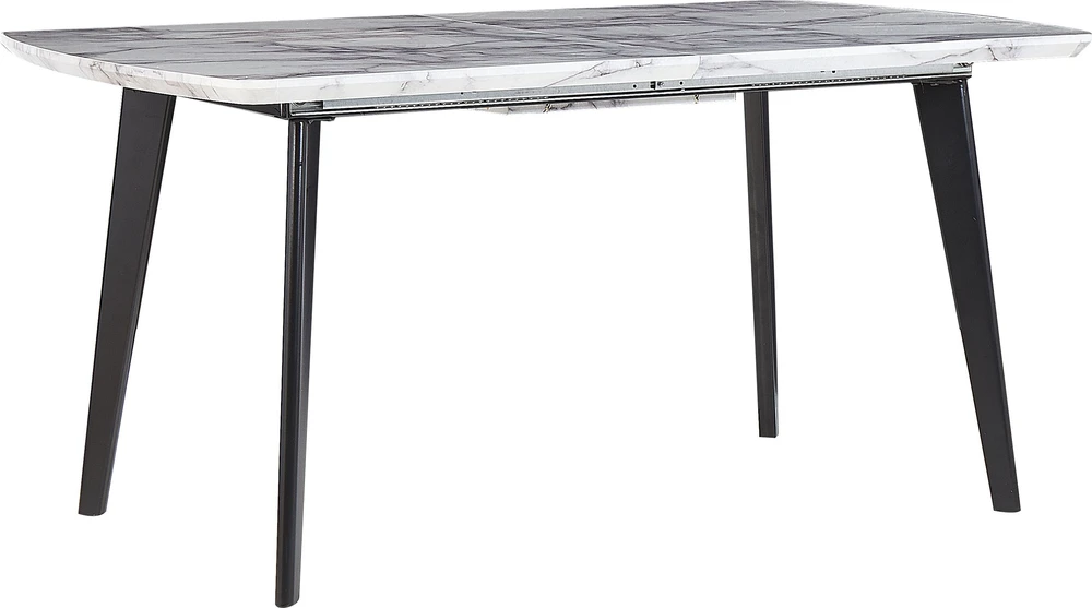 Beliani Išskleidžiamas valgomasis stalas MOSBY, pilkas marmuras, 160/200 cm, 90 cm