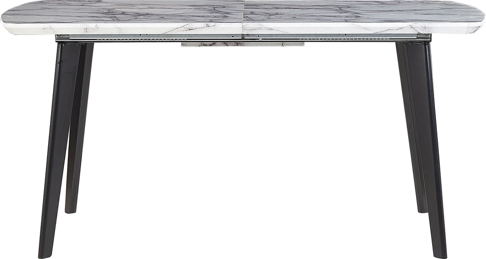 Beliani Išskleidžiamas valgomasis stalas MOSBY, pilkas marmuras, 160/200 cm, 90 cm