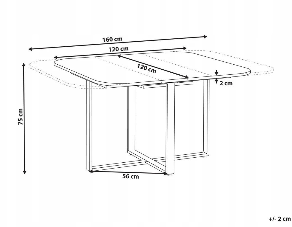 Beliani Išskleidžiamas valgomojo stalas COOPER, rudas, 120/160 cm