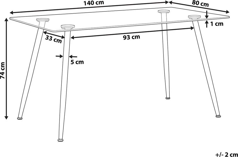 Beliani Valgomojo stalas MIDLAND juodas 140 cm 80 cm grūdintas stiklas