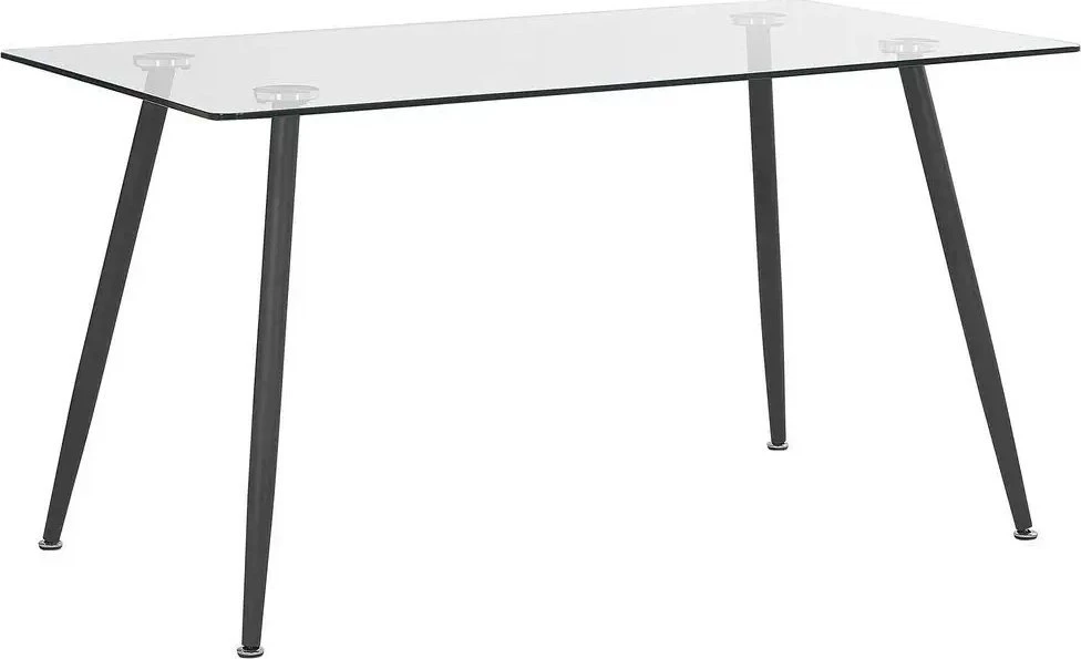 Beliani Valgomojo stalas MIDLAND juodas 140 cm 80 cm grūdintas stiklas