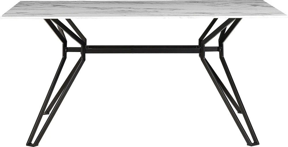 Beliani Valgomojo stalas BALLINA Baltas marmuras 160 cm 90 cm Grūdintas stiklas