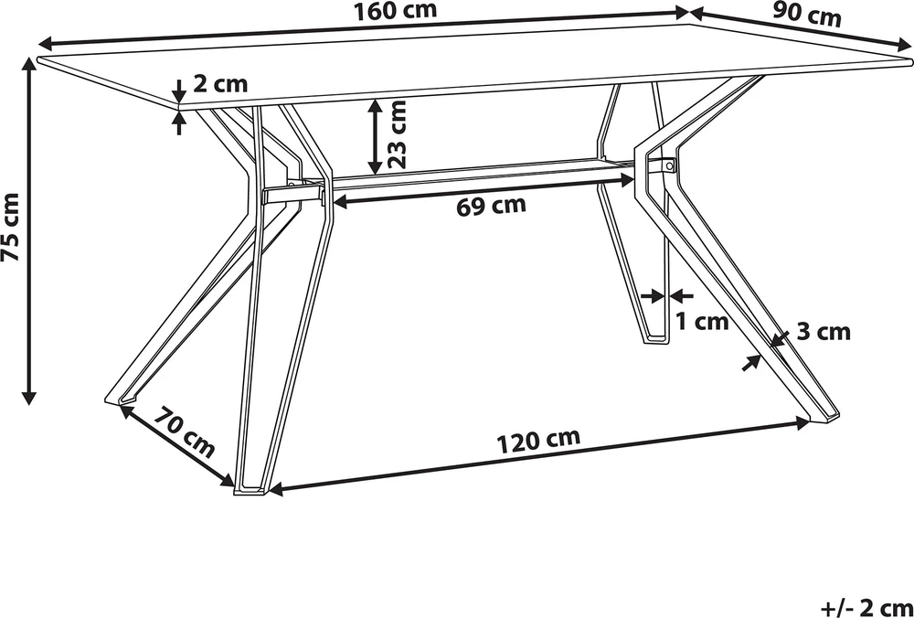 Beliani Valgomojo stalas BALLINA Baltas marmuras 160 cm 90 cm Grūdintas stiklas