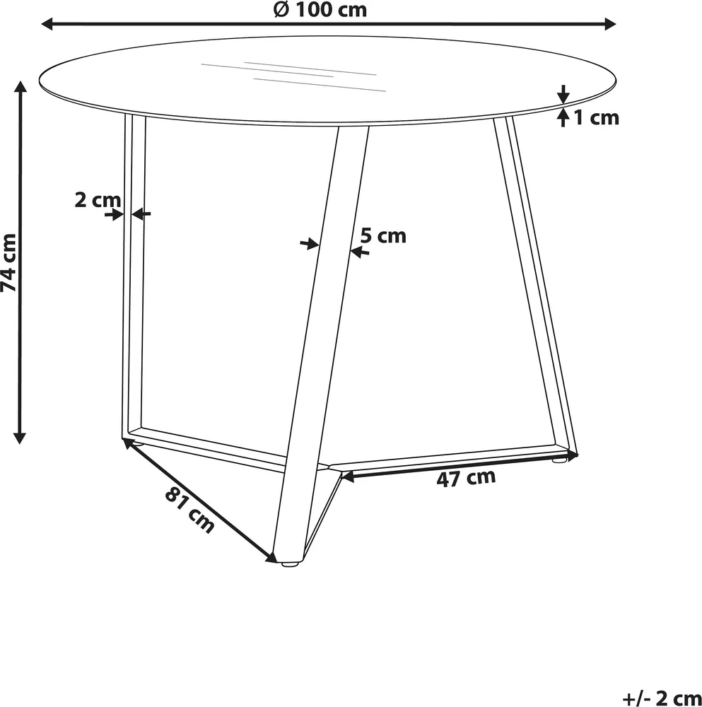 Beliani Valgomojo stalas KEBRI juodas 100 cm 100 cm grūdintas stiklas
