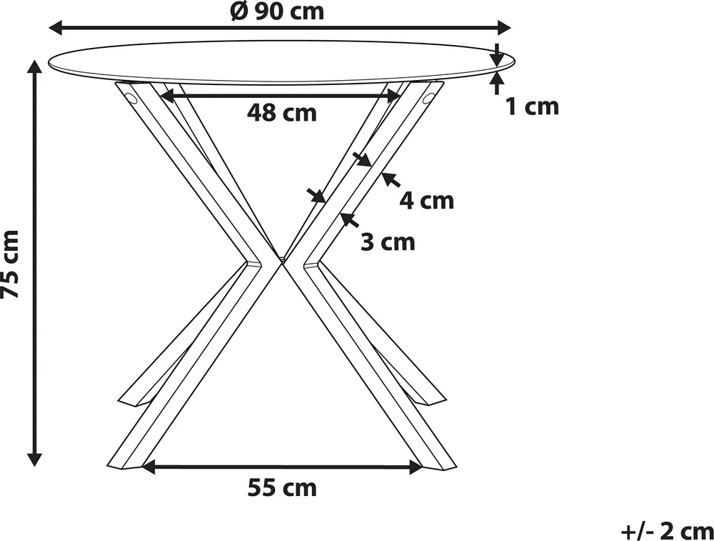Beliani Valgomojo stalas ALTURA skaidrus 90 cm 90 cm