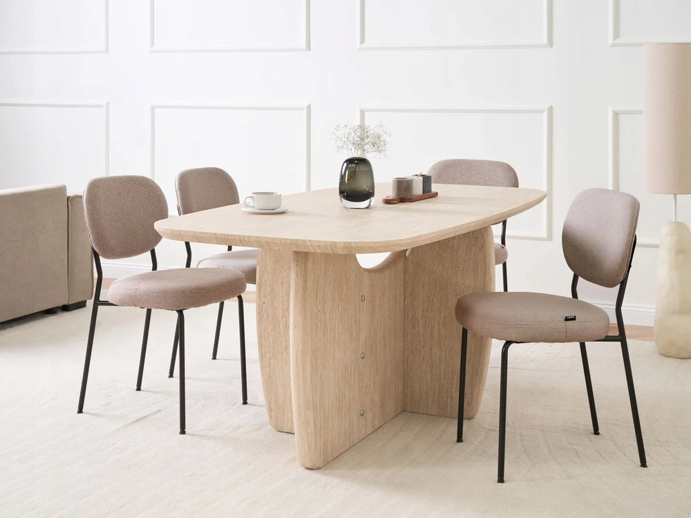 Beliani Valgomojo stalas TRAVERS Travertino efektas 180 cm 90 cm