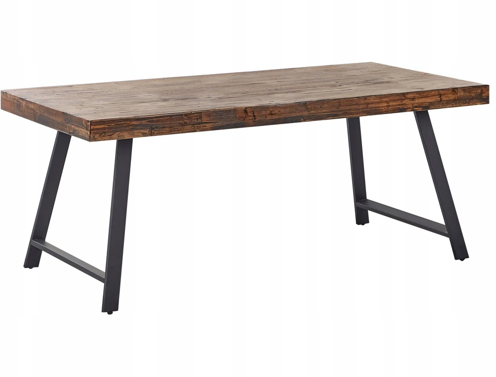 Beliani Valgomojo stalas WARTON tamsiai rudas, 180x90 cm, pušies mediena