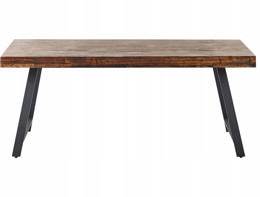 Beliani Valgomojo stalas WARTON tamsiai rudas, 180x90 cm, pušies mediena