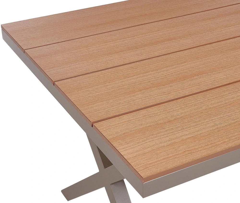Beliani Sodo stalas TIANO 160 cm 90 cm metalinis smėlio ir pilkos spalvos