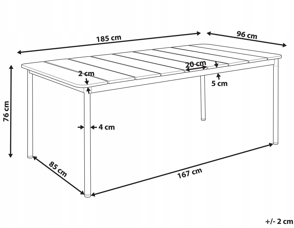 Beliani Sodo stalas FLAVIA 185 cm 96 cm metalinis rudas