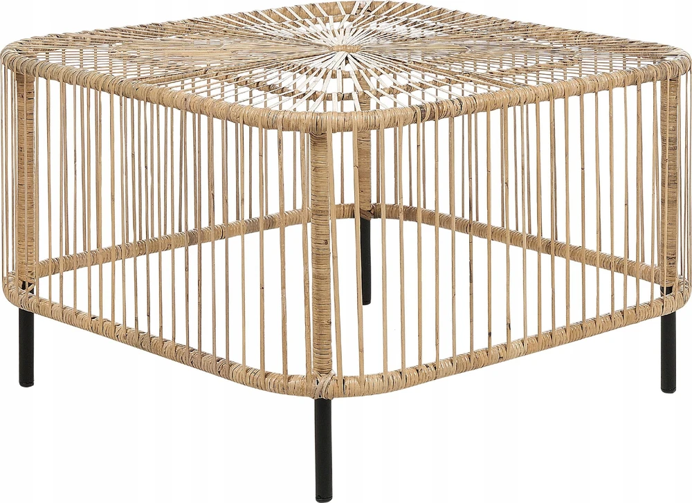 Beliani Sodo kavos staliukas CESENATICO 67x67 cm, natūralus rotangas