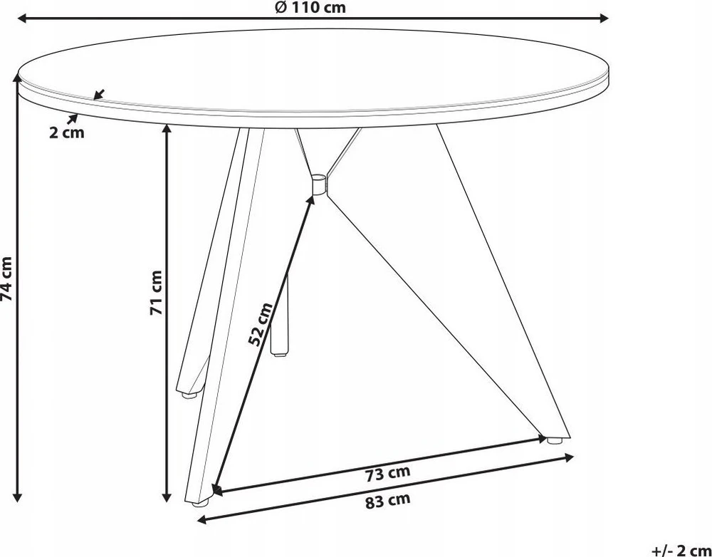 Beliani Sodo stalas OLMETTO 83 cm 110 cm stiklinis juodas