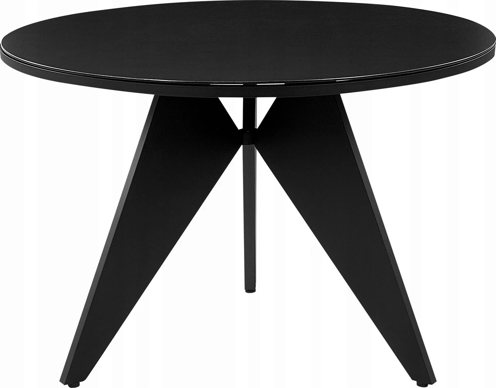 Beliani Sodo stalas OLMETTO 83 cm 110 cm stiklinis juodas