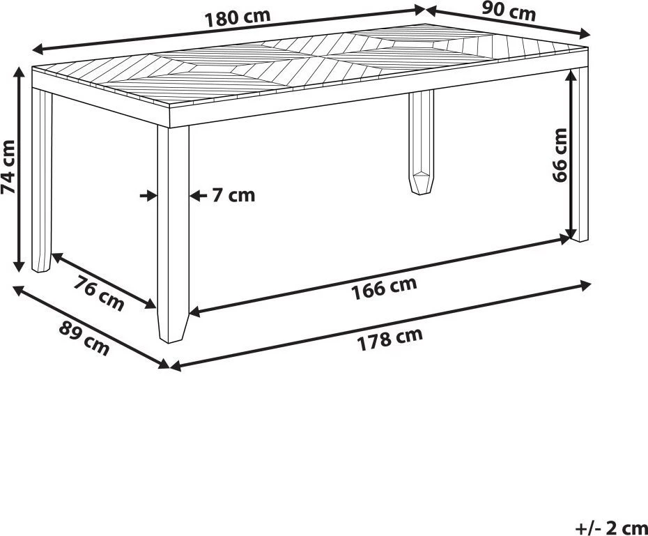 Beliani Sodo stalas BARATTI 180 cm 90 cm akacijos mediena rudas