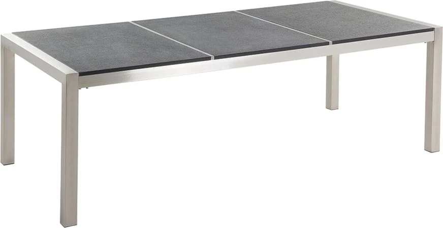 Beliani Sodo stalas GROSSETO 220 cm 100 cm Degintas granitas grafito spalvos