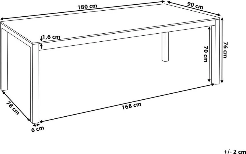 Beliani Sodo stalas GROSSETO 180 cm 90 cm degintas granitas grafito spalvos