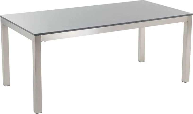 Beliani Sodo stalas GROSSETO 180 cm 90 cm poliruotas granitas pilkas