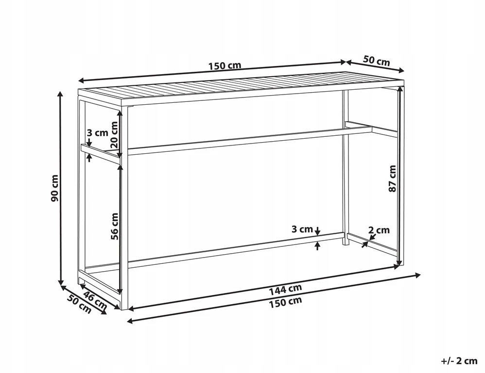 Beliani Sodo baro stalas AVETRANA 150 cm 50 cm Juodas