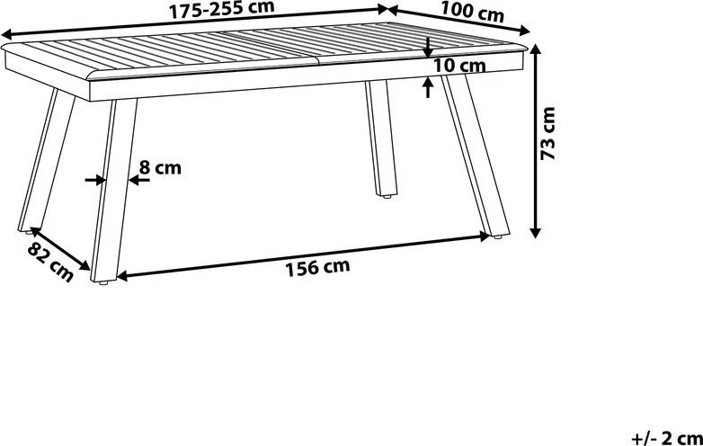 Beliani Išskleidžiamas sodo stalas PERETA 175/255 cm 100 cm metalinis, šviesiai pilkas
