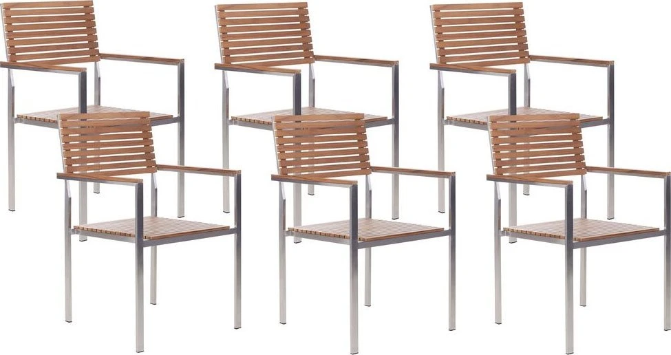 Lauko baldų komplektas Beliani Sodo baldų komplektas 6 asmenims VIAREGGIO rudas, sertifikuota tikmedžio mediena