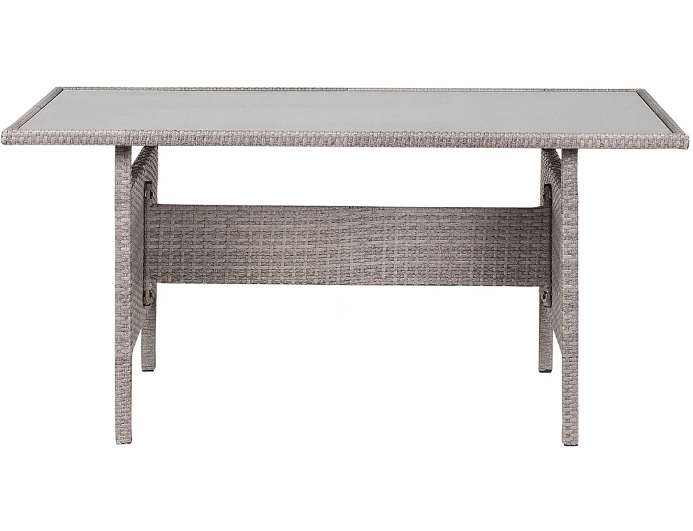 Beliani Sodo stalas VITERBO 145 cm 80 cm, stiklas, šviesiai pilkas