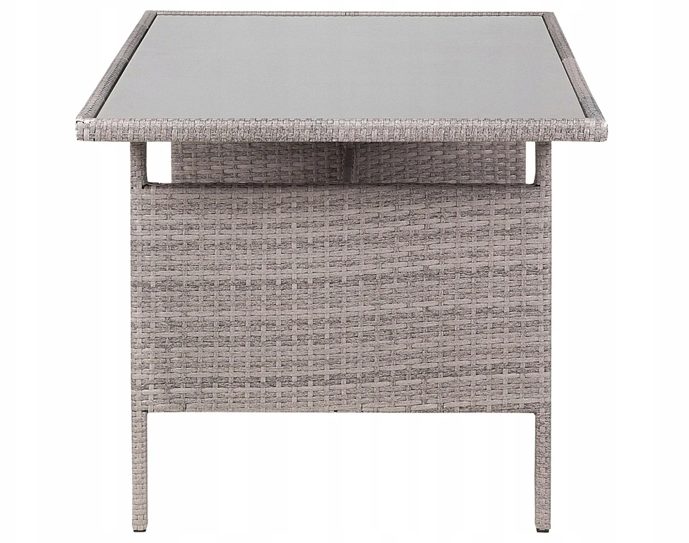 Beliani Sodo stalas VITERBO 145 cm 80 cm, stiklas, šviesiai pilkas
