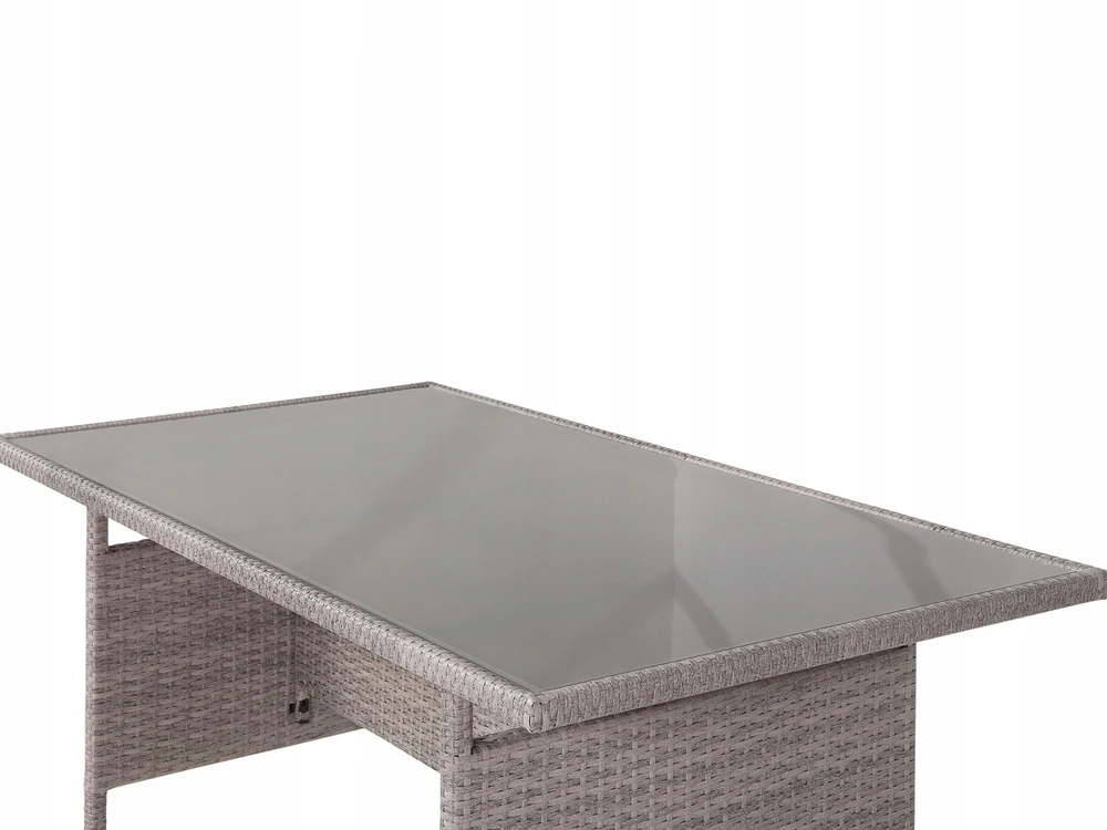 Beliani Sodo stalas VITERBO 145 cm 80 cm, stiklas, šviesiai pilkas