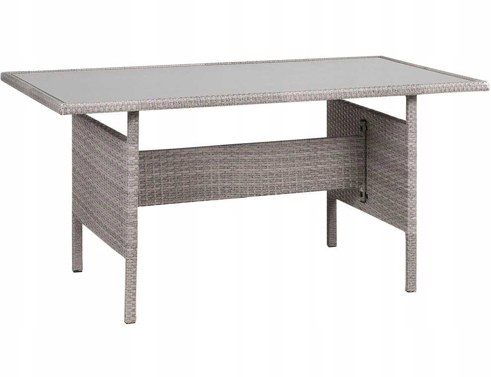 Beliani Sodo stalas VITERBO 145 cm 80 cm, stiklas, šviesiai pilkas