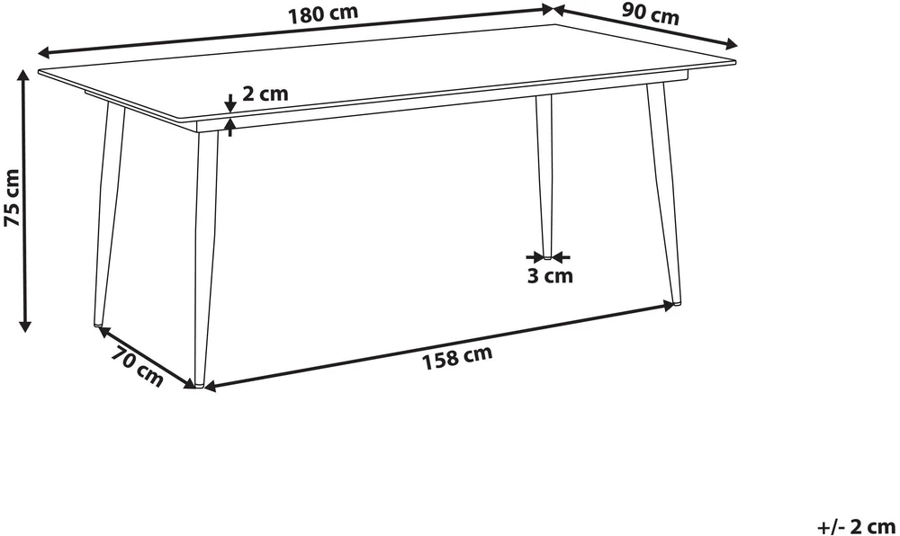 Beliani Sodo stalas TOLENTINO 180 cm 90 cm akmens imitacija travertino efektas