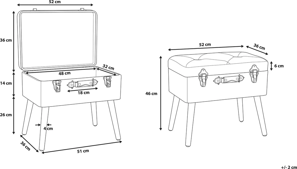 Beliani Suoliukas su daiktadėže MALLARD, velvetas, šviesiai rudas