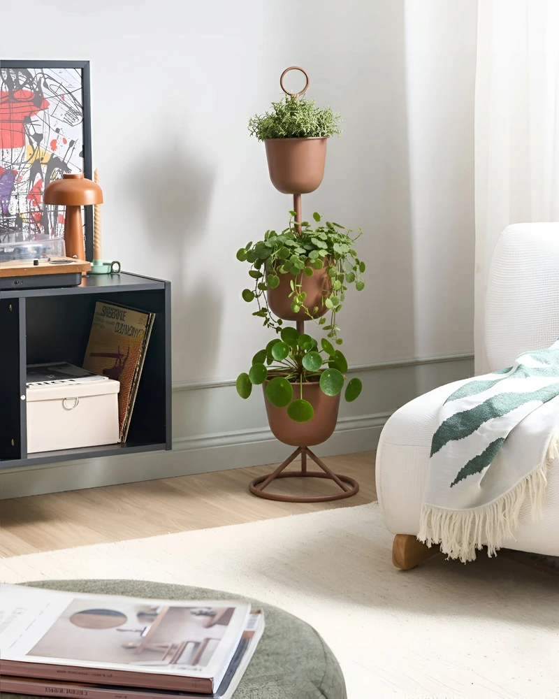 Beliani Gėlių stovas RENGE 28 cm rudas metalinis