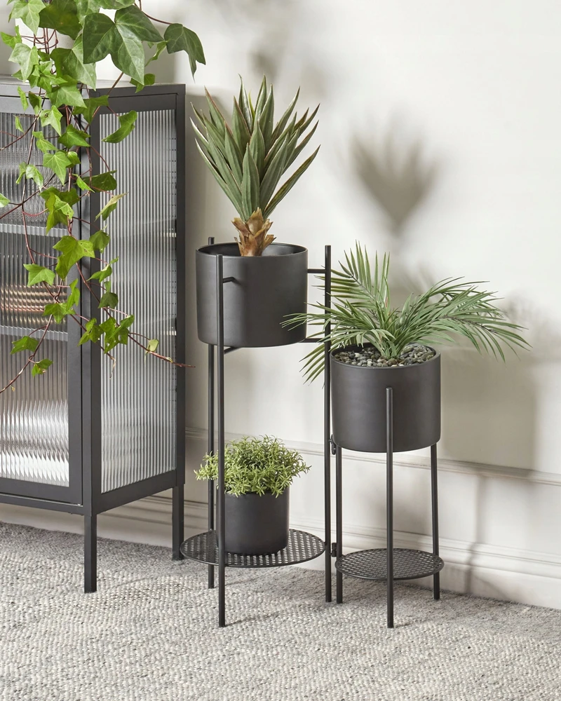 Beliani Gėlių stovas ULMUS metalinis, 58 cm, juodas